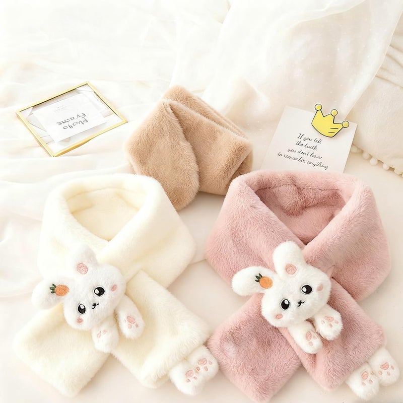 Ruby&Tang Toddler Girl Scarf Warmer Kids Bunny Scarves Outdoor Furry Rabbit For Children 2t 3t 4t 2-9Years - Image 1